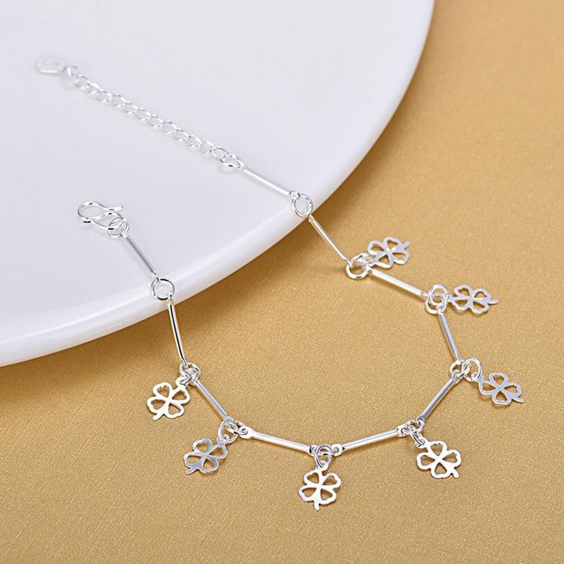 Everoyal Femminile Pendenti E Ciondoli Clover Bracciali In Argento Per Le Donne Gioielli Moda In Argento 925 Della Ragazza Cavigliere Accessori Della Signora di Estate Bijou