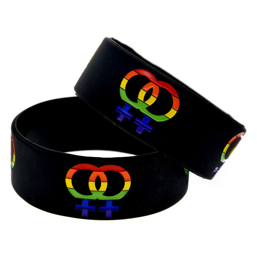 Obh 25Pcs Gay Pride Vrouwelijke Geslacht Symbool Silicone Rubber Armband Een Inch Breed