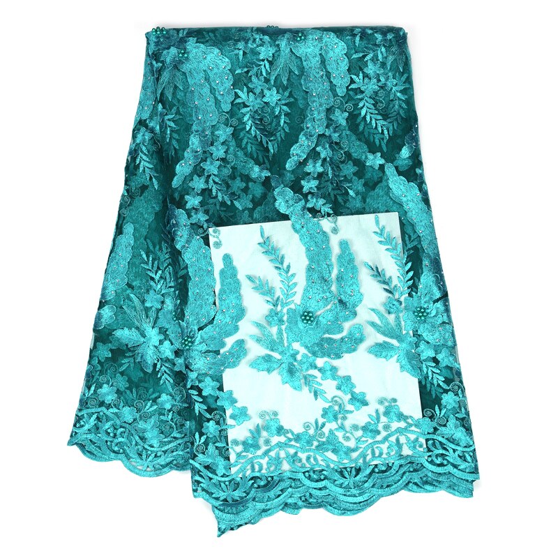 African beaded lace fabric embroidered Nigerian lace fabric French tulle lace fabric used in gold evening dresses
