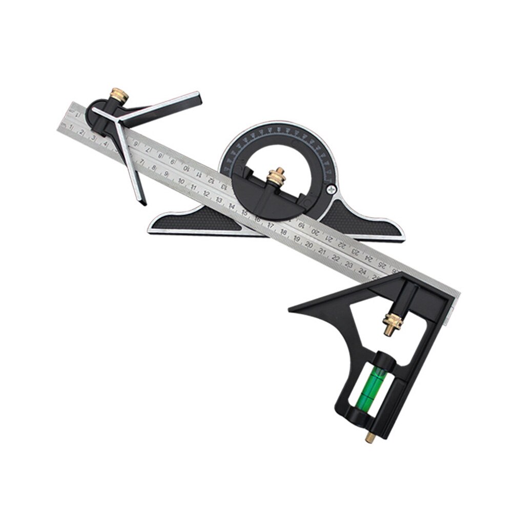 Règle multifonction en acier inoxydable, coulissant, réglable, Angle combiné, outil de mesure du niveau du rapporteur, rapporteur 180 °: A