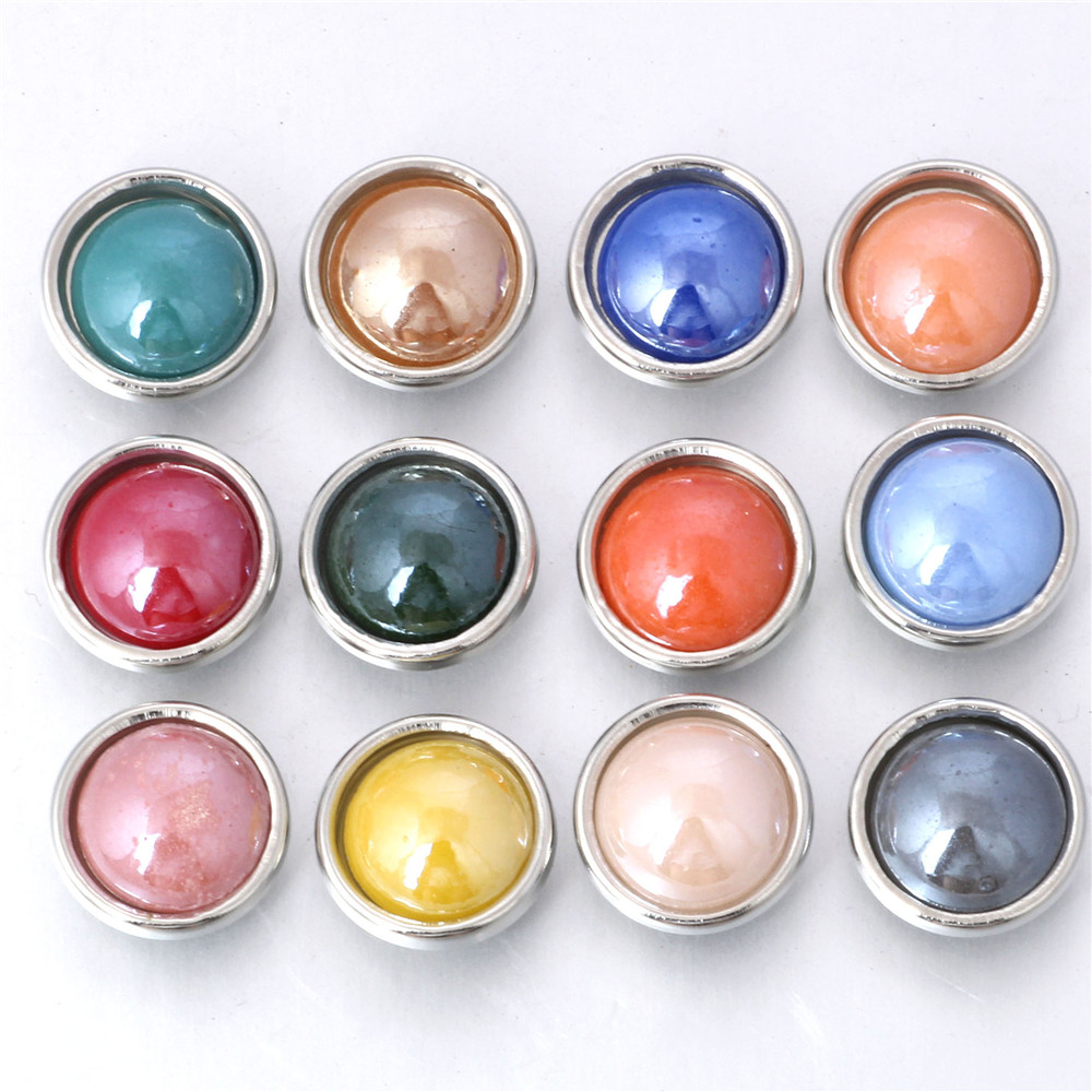 10pcs/lot Mixed Color 12MM Random Fish Scale Resin Snap Button For Women Fit 12mm Snap Bracelet Bangle Earrings Necklaces: 5
