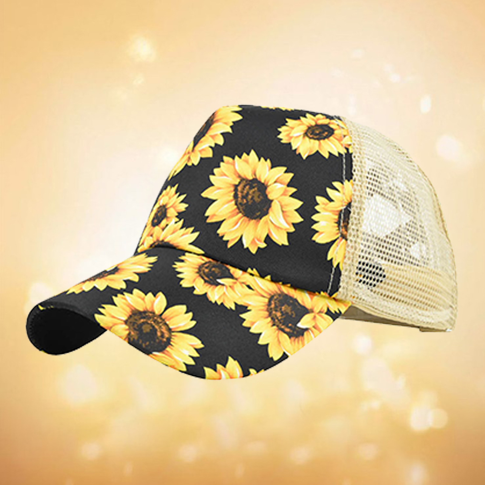 Gorro de cola de caballo entrecruzado para mujer, moño desordenado, coleta alta, malla ajustable, para el sol