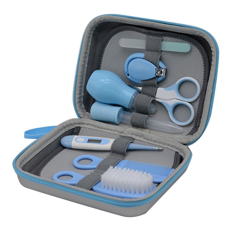 8 -delige babyverzorgingsset, essentiële babyverzorgingsartikelen voor peuters, meisjes en jongens  h55b: Blauw