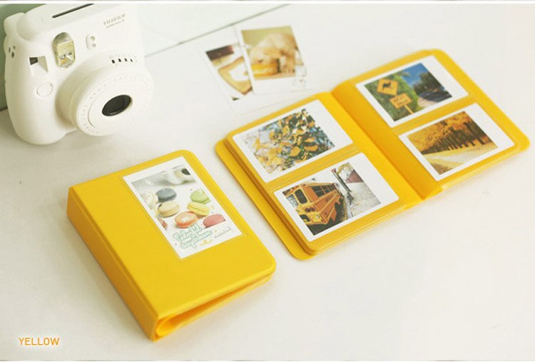 64 zakken Mini Instant Polaroid Fotoalbum Foto Case voor Fujifilm Instax Mini Film instax mini Polaroid album: yellow