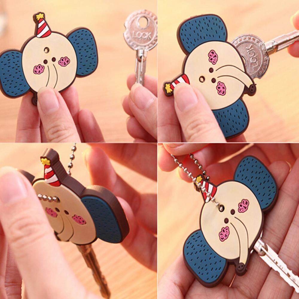 Cute Animal Soft Key Top Head Cover Chains Cap Keyring Phone Strap DIY Key Wallet