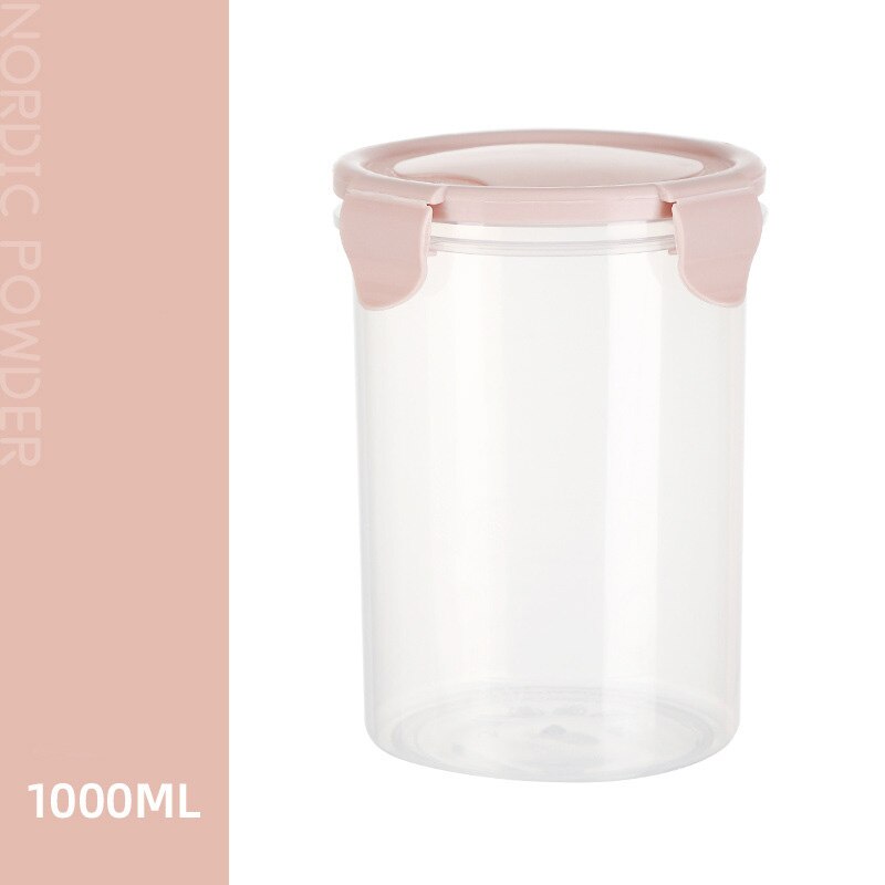 1Pcs Verzegelde Pot Snack Fles Keuken Behoud Huishoudelijke Graan Kan Food Grade Plastic Transparante Opbergdoos Opslagtank: L pink