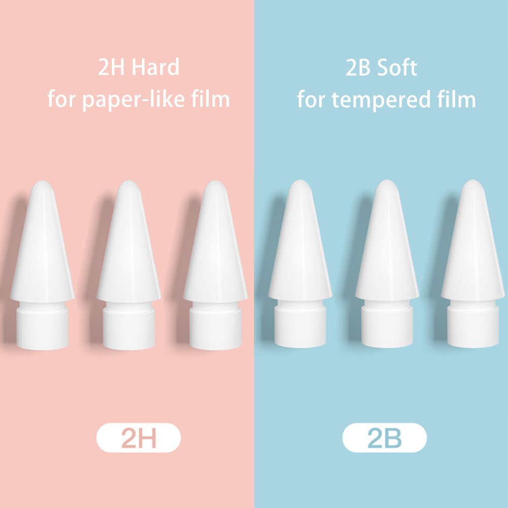 Pencil Tips for Apple Pencil 1 2, Double-Layered Paperfeel Damping Noise Reducing Apple Pencil Nib Replacement 애플펜슬 펜촉: 3 Pcs 2B 3Pcs 2H