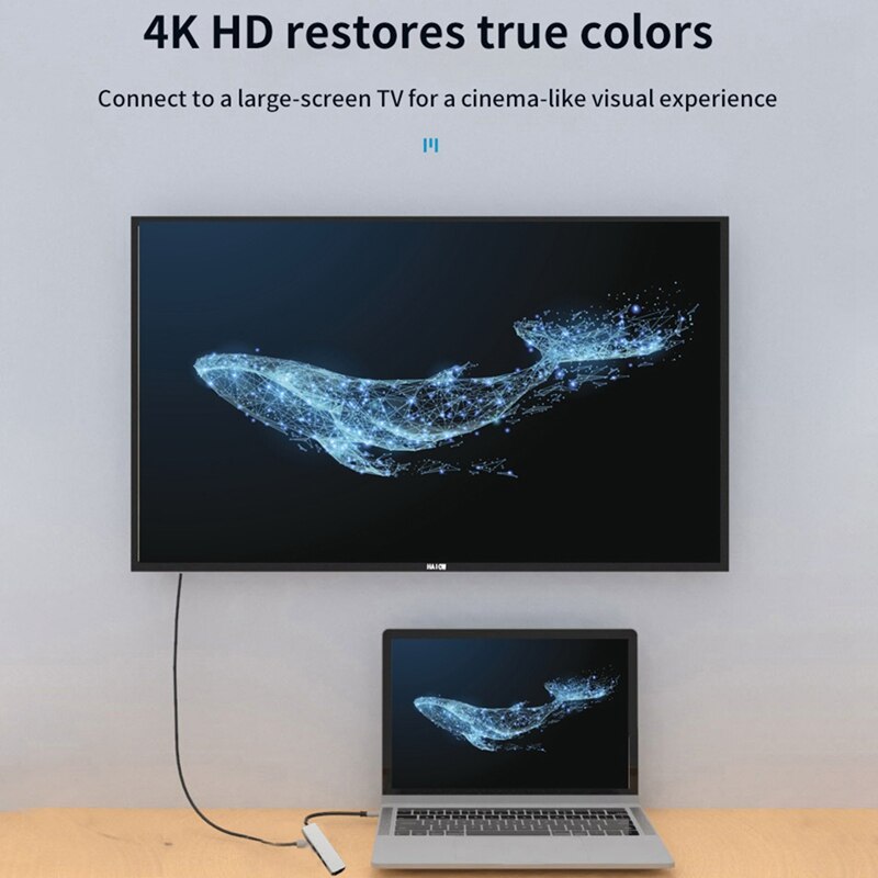 6-In-1 Type-C to HDMI Docking Station PD Fast Charging for Air Pro Notebook with USB Wide Compatibility