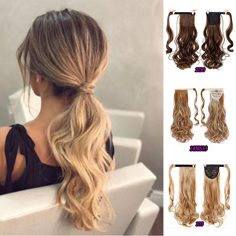 Xuanguang 24 pulgadas de largo pelo rizado pelo sintético pelo Cola de Caballo extensión de pelo de alta temperatura de fibra