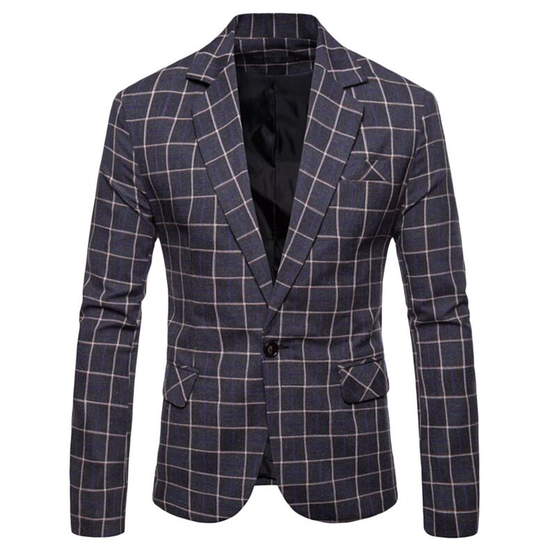 YUNCLOS Slim Fit Business Männer Anzug Blazer Klassische Plaid Gedruckt Anzug Jacke Casual Männlichen Blazer Prom Blazer: Grau / XXXL