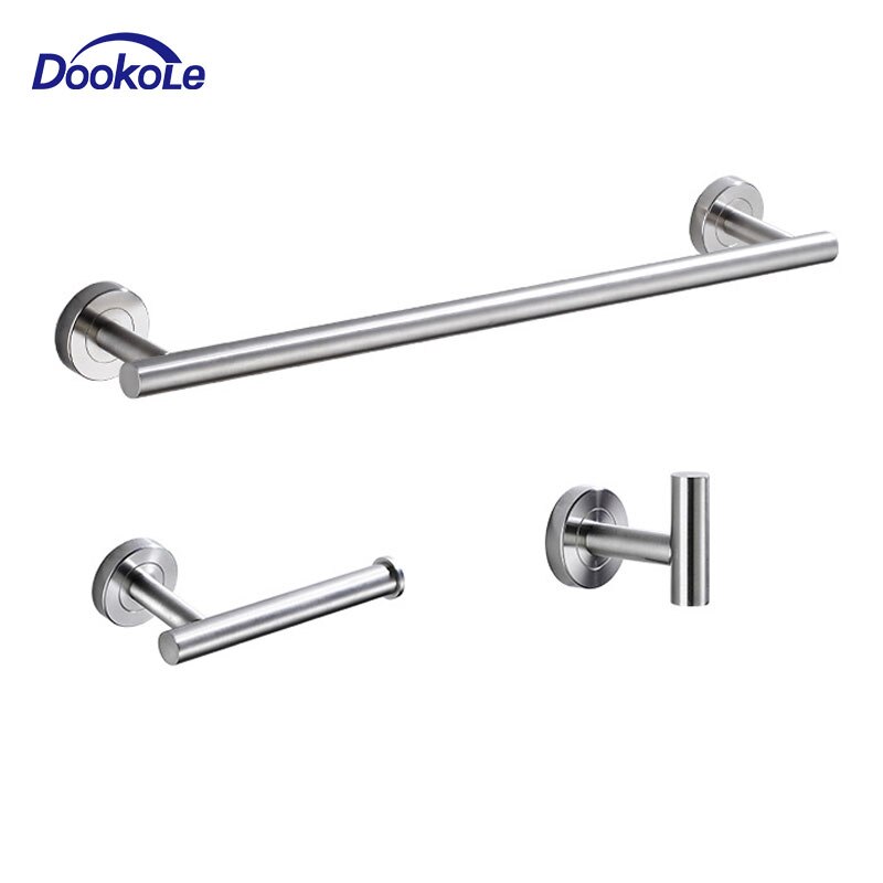 3-Pieces SUS304 Stainless Steel Bath Accessories Kit, Bathroom Hardware Set Towel Bar, Toilet Paper Holder, Robe Clothes Hook