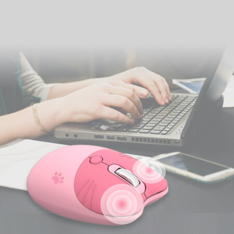 Mysz bezprzewodowa 2.4G Cute Pink Cartoon myszy dla Kid Girl prezent wyciszenie ergonomiczna mysz biurowa regulowana DPI Optical Mause na laptopa