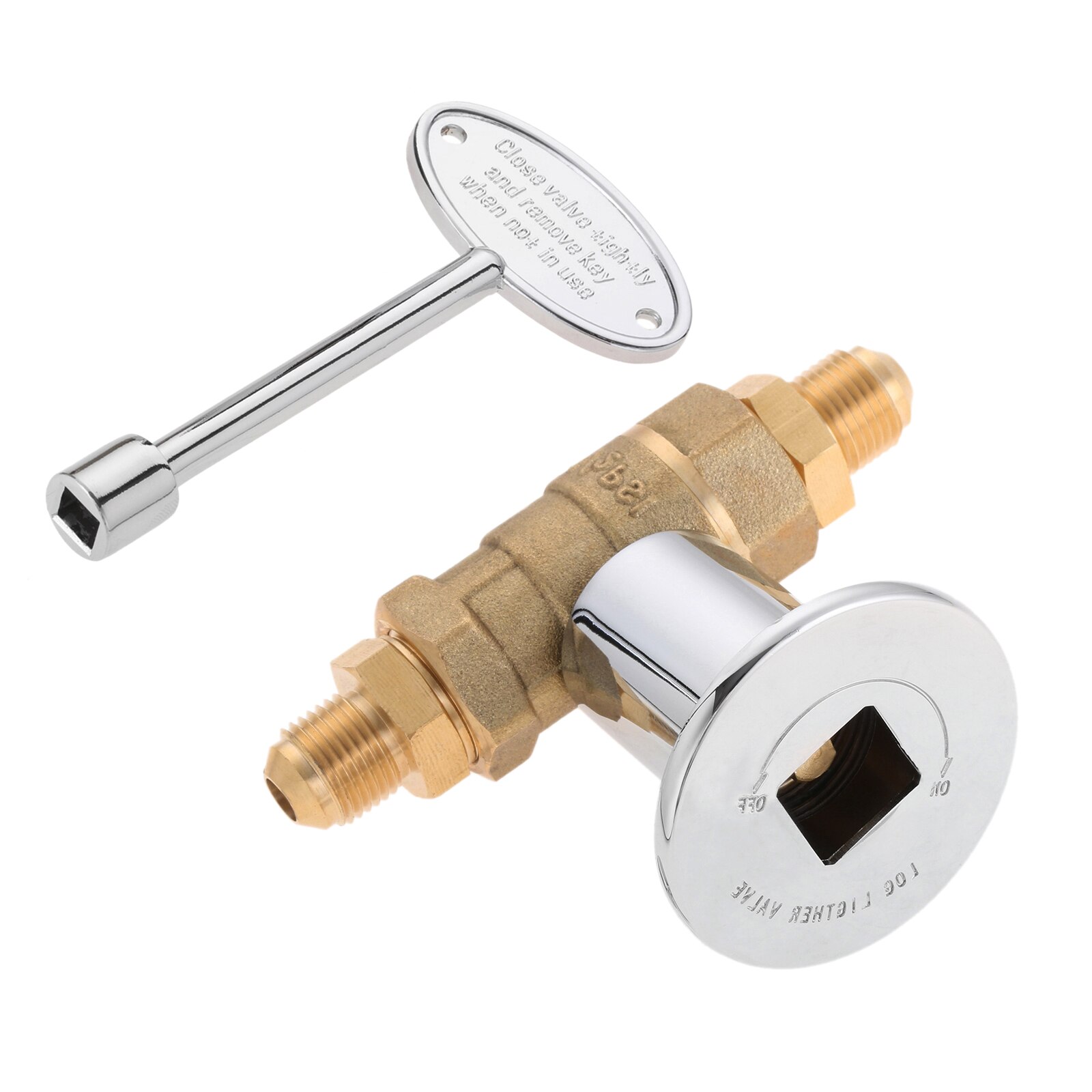 1 Set 1/2 Inch Straight Kwartslag Gas Afsluiter Kit Met Chrome Flens, 3-Inch Key En 3/8 Mannelijke Flare X 1/2 Npt Fittings