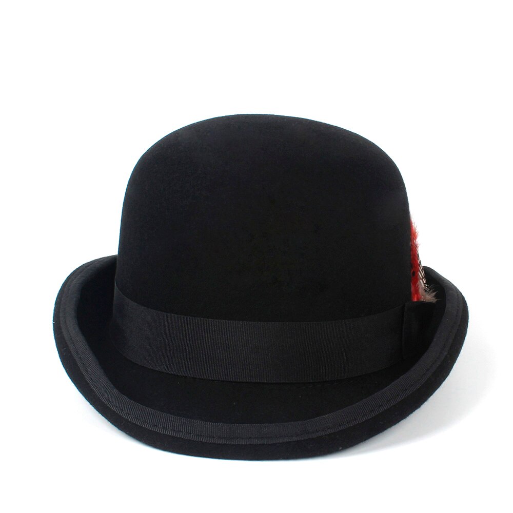 Tradition 100% Wool Women's Men's Black Felt Bowler Hat Gentleman Crushable Dress Tuxedo Derby Costume Steampunk 4Size S M X XXL