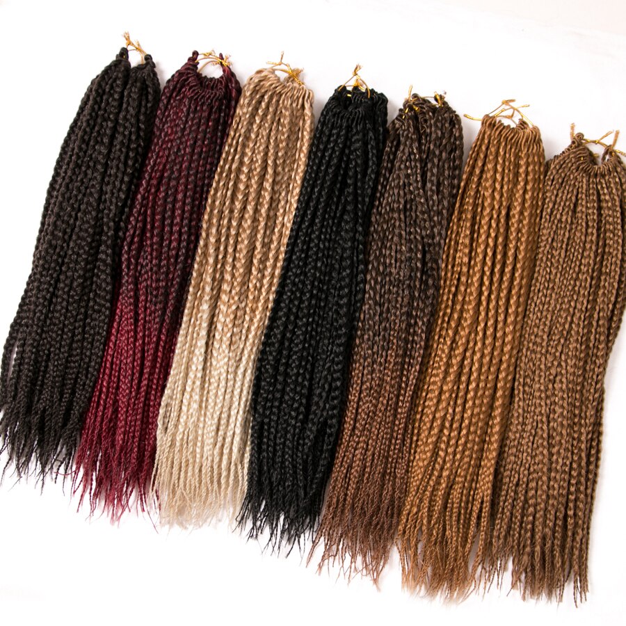 VERVES Box Braids Hair Synthetic 6 pack 14 inch and 18 inch Crochet Hair Extensions 22 Strands/pack Ombre Braiding Hair Braids