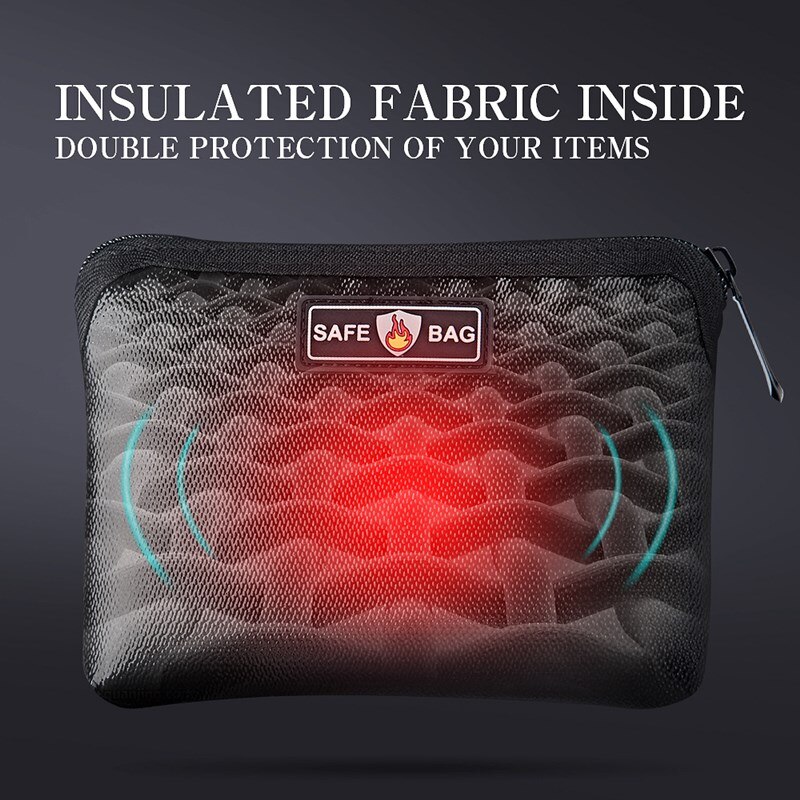 Double sided fireproof flat bag silicone glass fiber lithium battery explosion proof bag portable horizontal square document bag