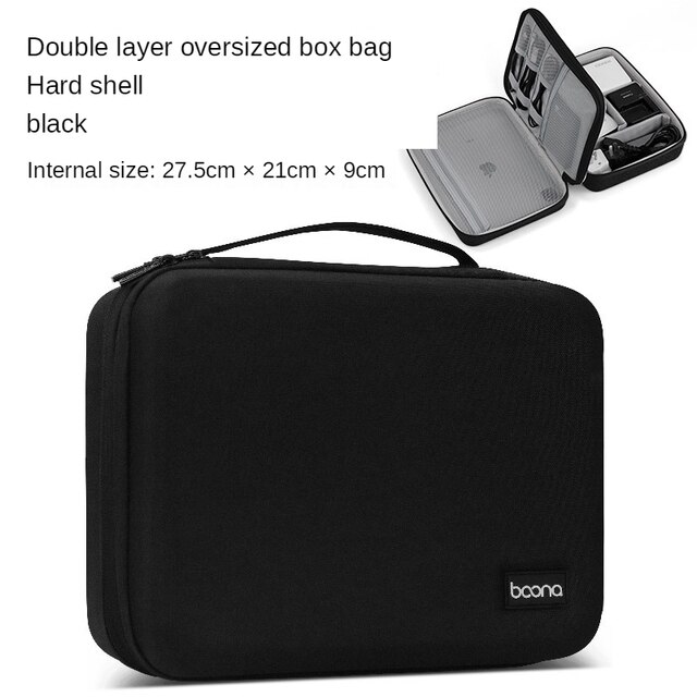 Aufbewahrungstasche für 27.5*21*9cm gadget-kabel, inklusive usb-ladegerät, powerbank-halterung, digitaltasche und elektronikzubehör: Schwarz