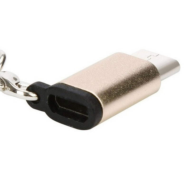 Adaptador de transferência de dados rápido do conector de usb tipo-c ao conversor USB-C do micro usb ao adaptador anti-perdido do usb chaveiro txtb1: Gold