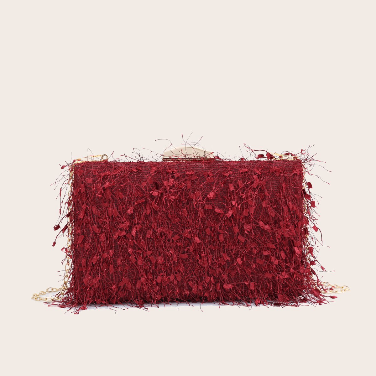 Vrouwen Avond Clutch Bag Bont Bruiloft Clutch Portemonnee En Handtas Party Banket Keten Schoudertas: burgundy