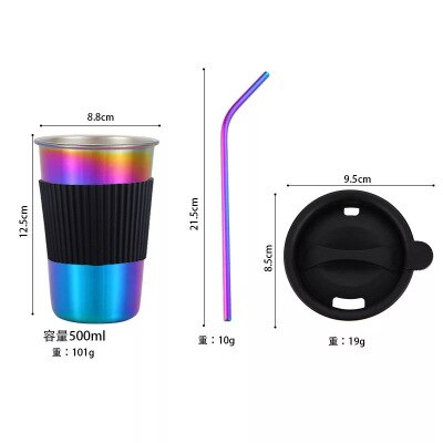 500ml metallinen muki 304 ruostumaton teräskuppi kannettava olkikannen eristys juoma-astia kahville maito olut matka leirintäkeittiö: 15