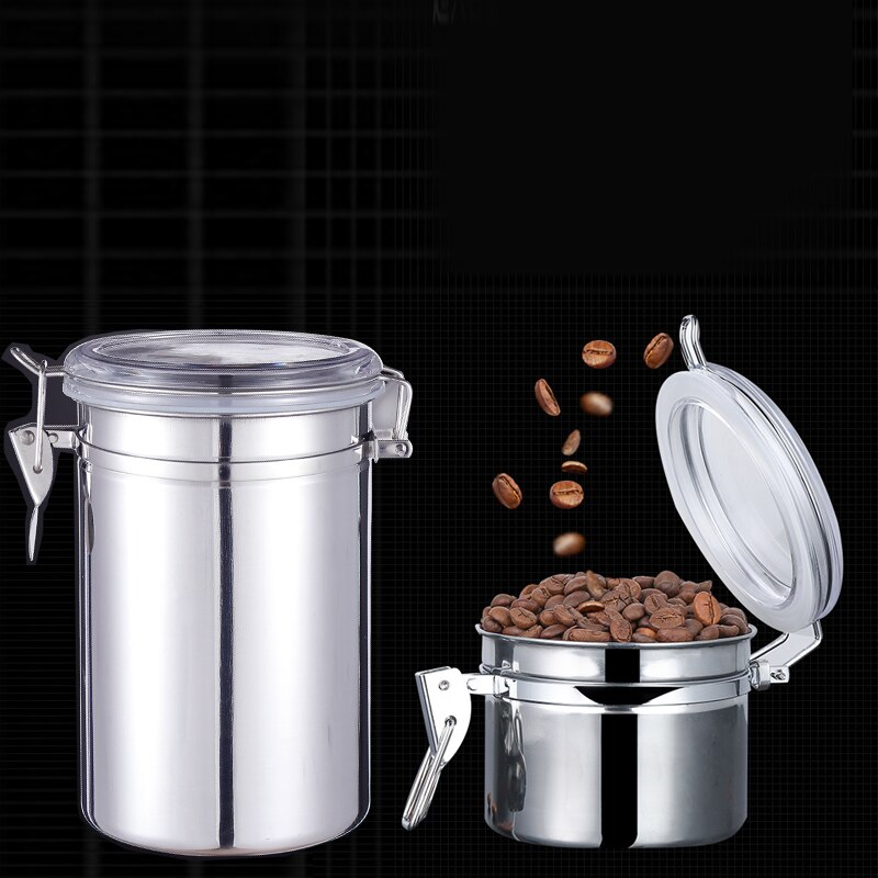 Stainless Steel Airtight Coffee Container Storage Canister Set Coffee Jar Canister With Scoop For Coffee Beans Tea 700ml/1400ml