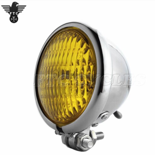 4.5 "Classic Custom Motorfiets Koplamp Voor Suzuki Harley Cafe Racer Motorfiets Onderdelen: Chrome amber