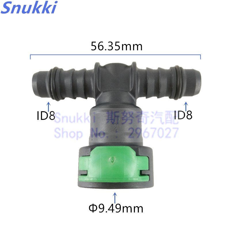 9.49mm ID8 SAE 3/8 Fuel line quick connector auto plastic fittings of single clip buton female tee connectors