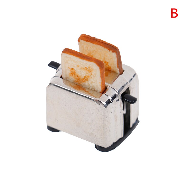 Doll House Mini Bread Machine Toaster 1/12 Scale With Toast Miniature Doll House Accessories Cute Decoration: B