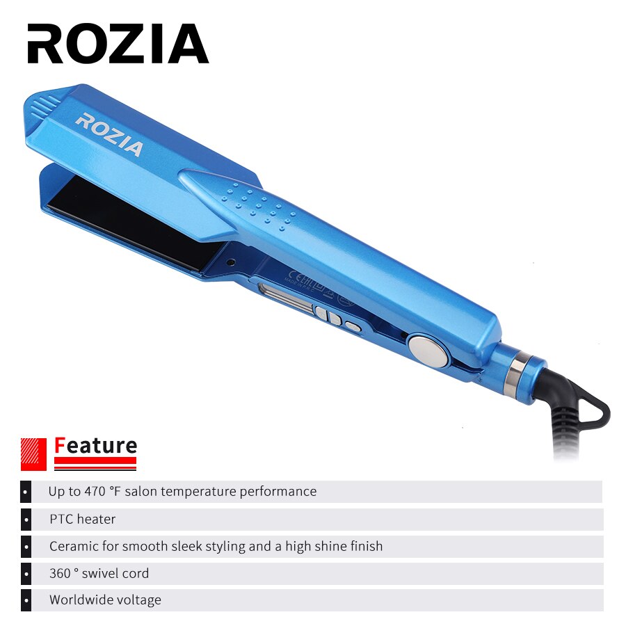 ROZIA Hair Straightener Fast Heating Flat Iron Hair Straightening 450F Temperature Curling Iron Styling Tool