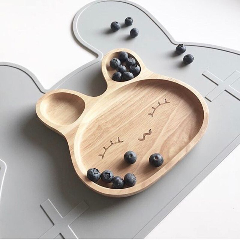 Plato de comida de bebé de madera, Platos de alimentación de bebé Prato, juego de Platos de alimentación para niños, juegos de vajilla para niños, cuenco, bandeja para Decoración