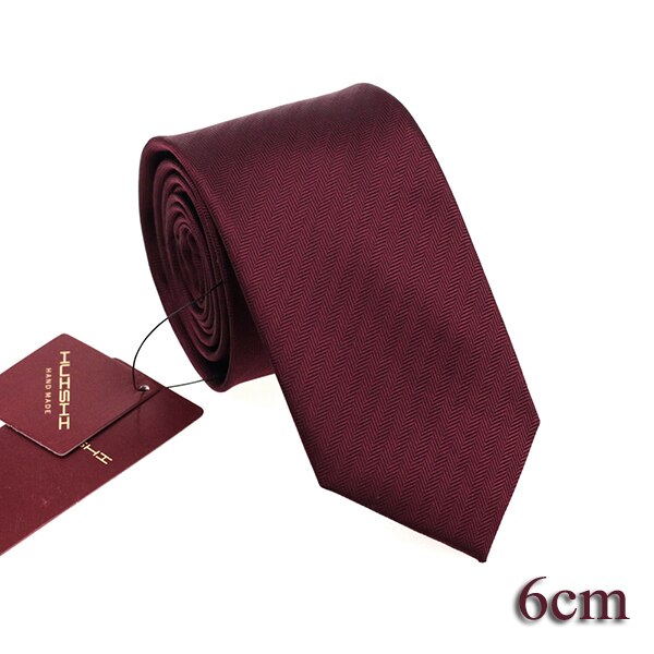 Huishi 6cm og 8cm ensfarvet vin herre smal vandtæt vin slips jacquard vævet forretning bryllup slips til mand slips: Tp -31