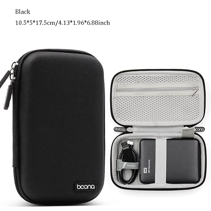 Eva-doppelschicht-usb-tragbare reise-organizer-tasche für digitale elektronik, aufbewahrungstasche für elektronikzubehör, gadget-hüllen: Schwarz 2