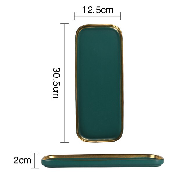 Nordic light luxe keramische westerse steakbord groen phnom penh vierkant bord dessert dessert taartschaal huishoudelijk servies: F