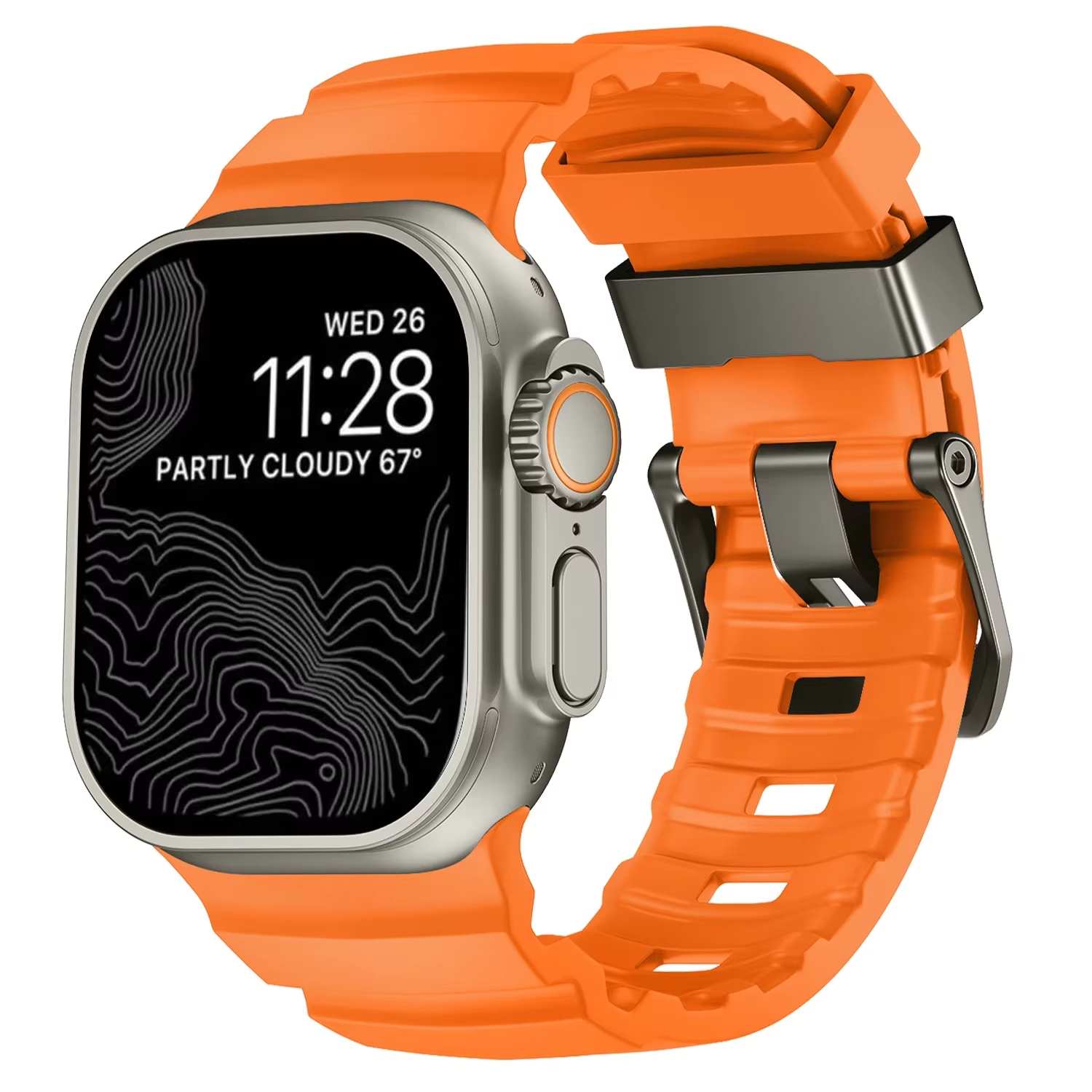 Silikonerem til apple watch ultra 2 band 49mm bælte correa sport armbånd iwatch serie 987653 se 10 46mm 42mm 44mm 45mm remme: Orange