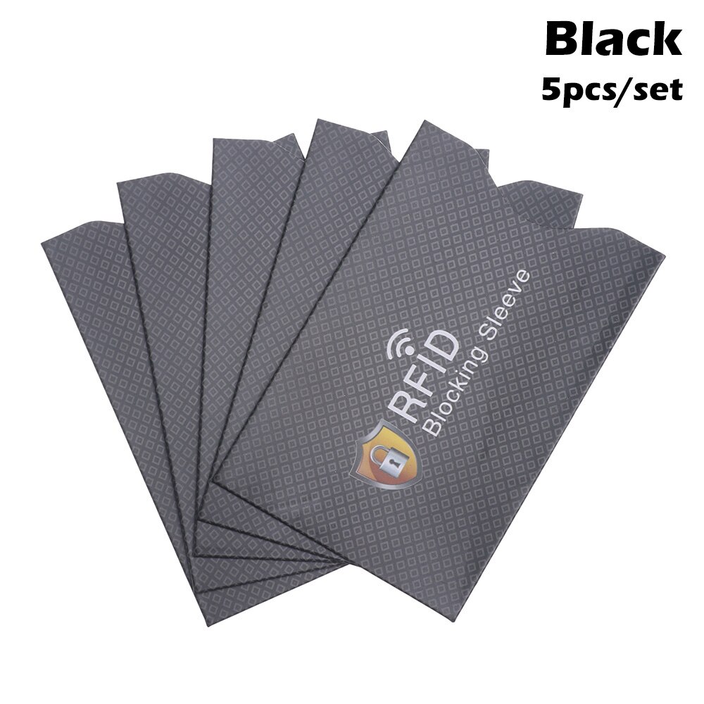 5Pcs Anti RFID Blocco della carta di lettore di Schede di Serratura del Supporto di Carta di IDENTIFICAZIONE della Carta di Credito di Caso Della Protezione di Alluminio del Metallo Intelligente Anti-furto supporto di Carta di credito: Black