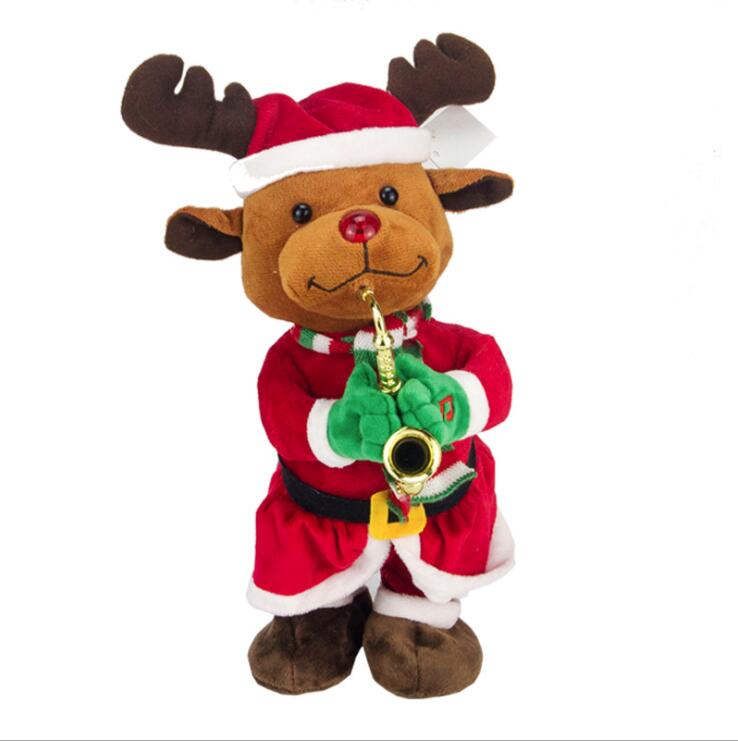 Jul elektrisk julemanden jul hat rådyr snemand musik dansende dukke legetøj dekoration til børn: Hjort