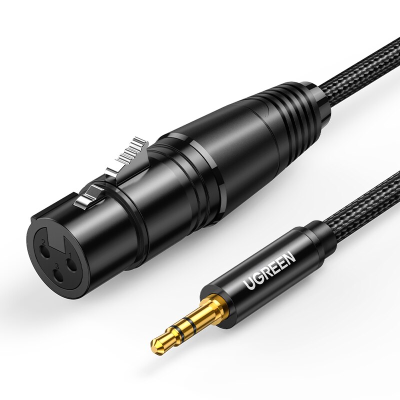 UGREEN XLR to 3.5mm Microphone Audio HiFi Cable XLR Female to Mini Jack Aux Mic Cord for Camcorders DSLR Cameras Computer: 1m