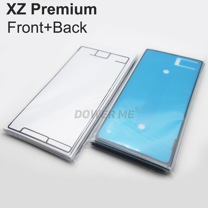 Dower Me-pegatinas para Sony Xperia XZ Premium XZP G8142 G8141, pantalla Lcd, marco frontal, adhesivo, cubierta trasera, juego completo de pegamento, 20 unids/lote