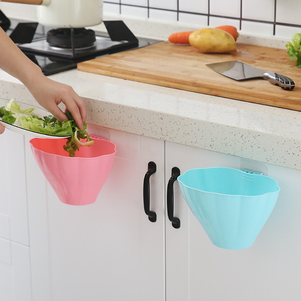 Kitchen Cabinet Door Hanging Trash Bin Trash Can Wall Mounted Container Trash Home Household Cleaning Tools Waste Bins