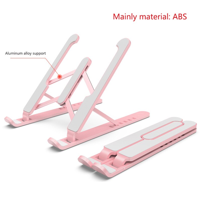 Draagbare Auto Laptop Stand Opvouwbaar Ondersteuning Base Notebook Stand Voor Macbook Pro Lapdesk Computer Laptop Houder Cooling Beugel: pink