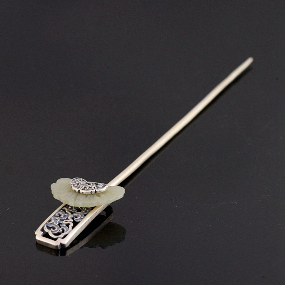 Bocai  s925 haaraccessoires aus sterlingsilber, schmetterling, liebesblumen, jade-kopfschmuck, haarnadel-charm-schmuck für damen: Weiß