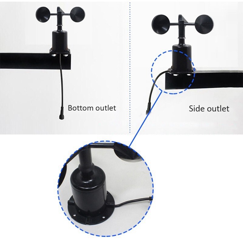 0-70m/ s windsnelheidssensor omgevingssignaaluitgang pulstype drie kopjes windsnelheidssensor anemometer  dc5-30v