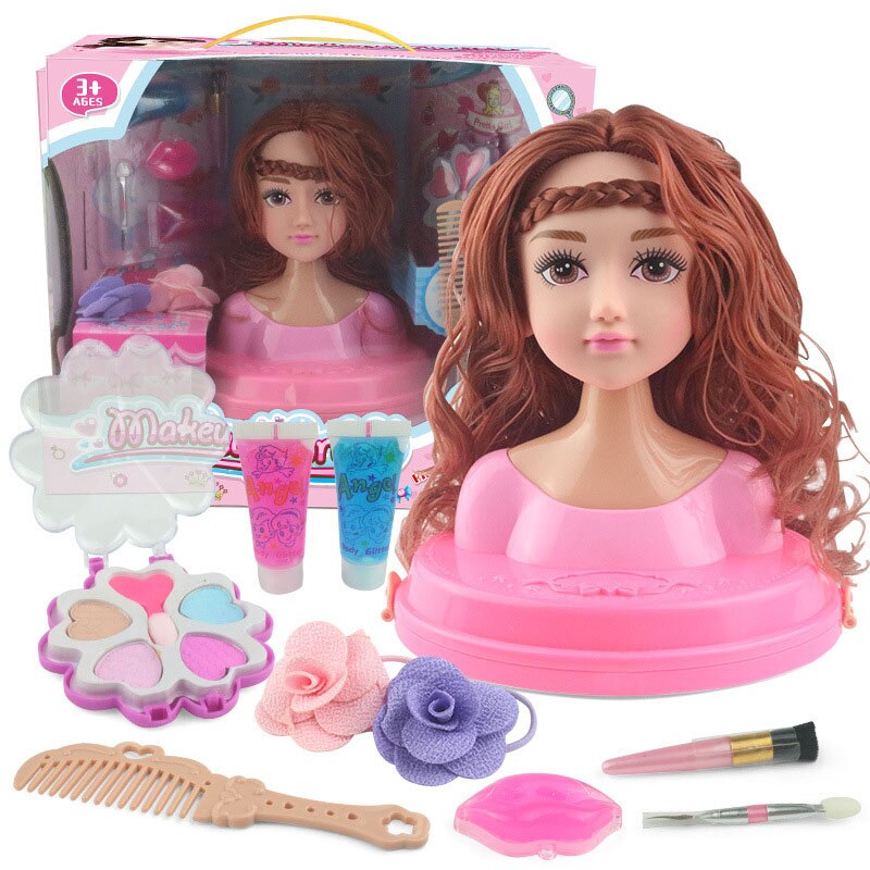 Conjunto de muñecas de juguete para niña, peine de maquillaje de princesa, Kit de seguridad no tóxico, para niña: D