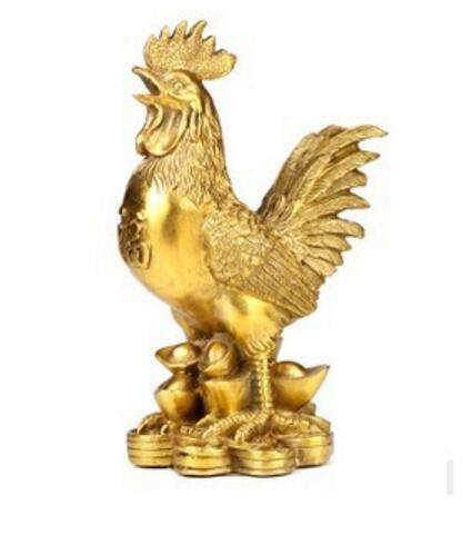 YM Copper Statue pure copper decorative rooster copper decoration craft golden chicken Feng Shui cock ornaments: hight 10cm