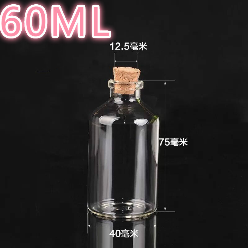 3 st 12/15/20/23/25/30/35/50/60/80/110ml glasflaskor med kork hantverk flaskor burkar bröllop tomma burkar behållare flaskor: 40 x 75mm 60ml