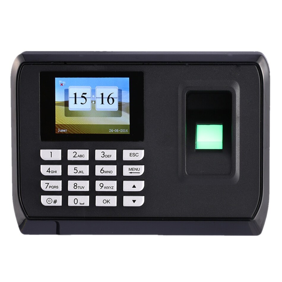 2.4inch TFT LCD Display USB Biometric Fingerprint Attendance Machine DC 5V/1A Time Clock Recorder Employee Checking-in Reader: US PLUG