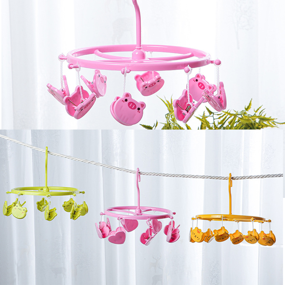 Underwear Clothes Hangers with Multi Clips Cute Socks Bra Hanger for Kids PP Balcony Wardrobe Closet Organizer