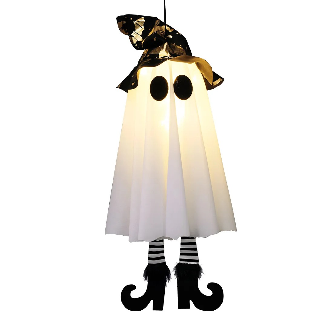 1/3/5PCs LED Glow Heks Ghost Party Halloween Decoratie voor Thuis Binnen Buiten Spookhuis Bar horror Opknoping Hanger Props: Ivoor