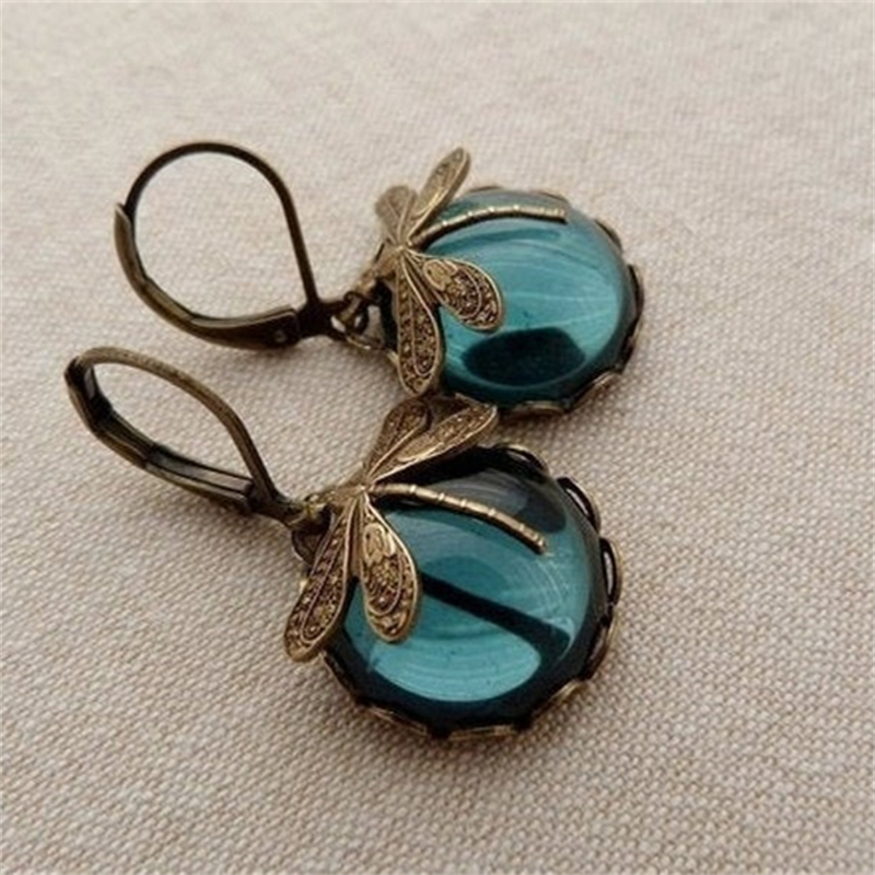 Boucles D'oreilles Pendantes Forme Lune - Style Vintage, Alliage, Couleur Marron