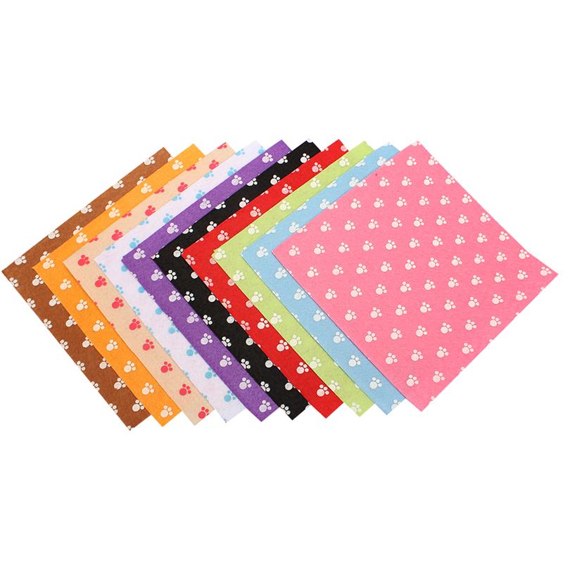 20 stuks handwerk diy non-woven stof materiaal diy accessoires voor speelgoed kunst knutselen 30 x 30cm( kittenpoot patroon , 10 kleuren)